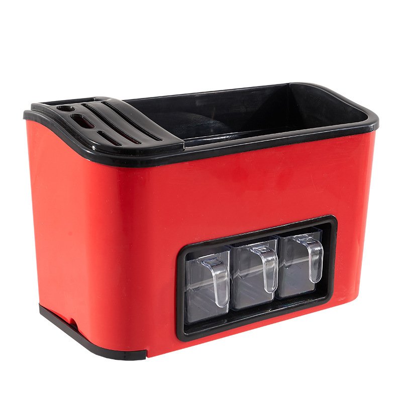 Kitchen shelf no-hole seasoning box seasoning jar storage rack knife holder supplies seasoning chopsticks storage box