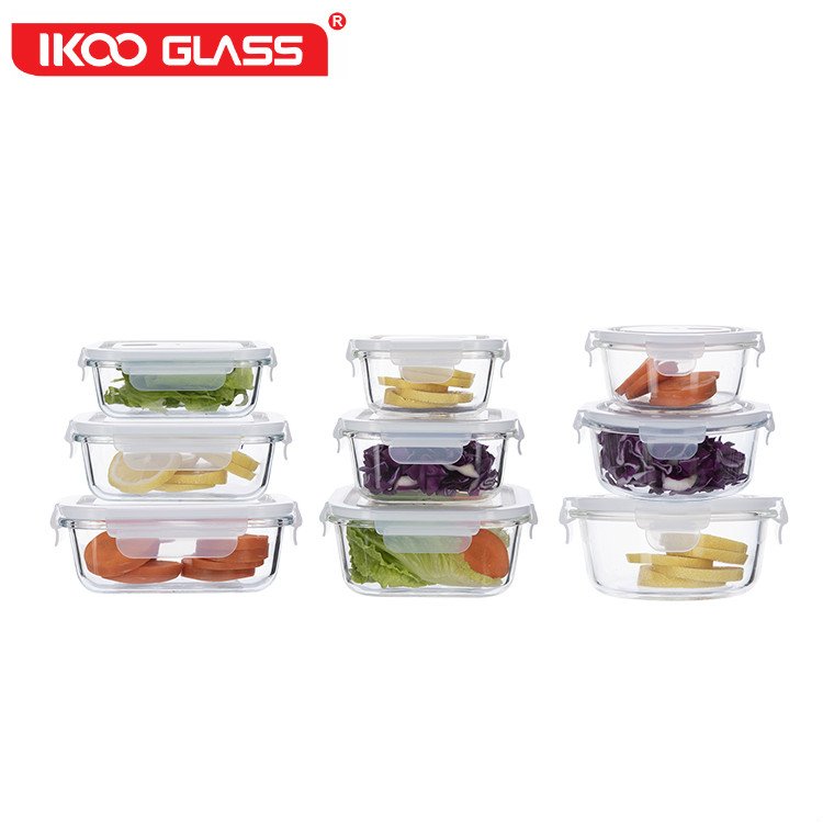New arrival 8 Pack Glass Food Storage Containers glass meal prep