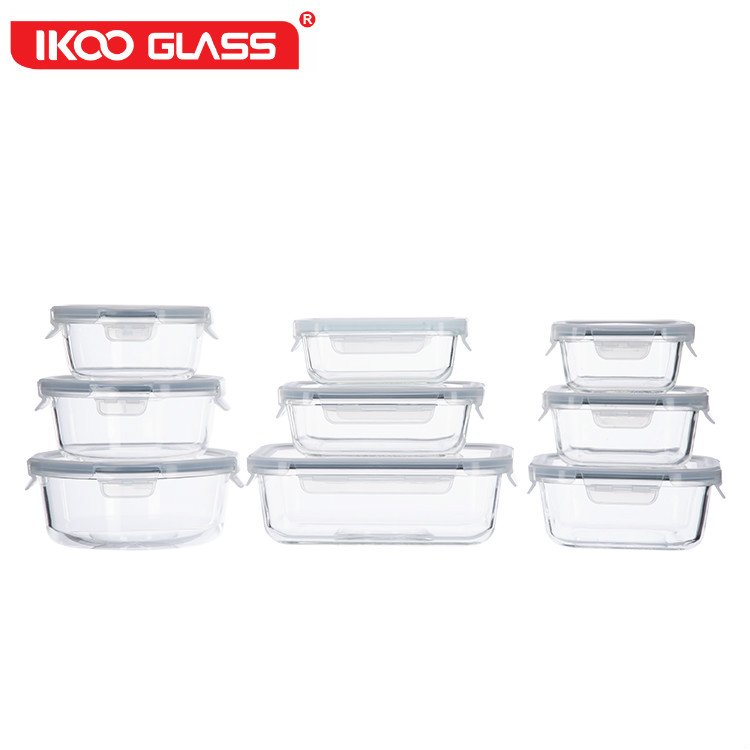 New arrival 8 Pack Glass Food Storage Containers glass meal prep