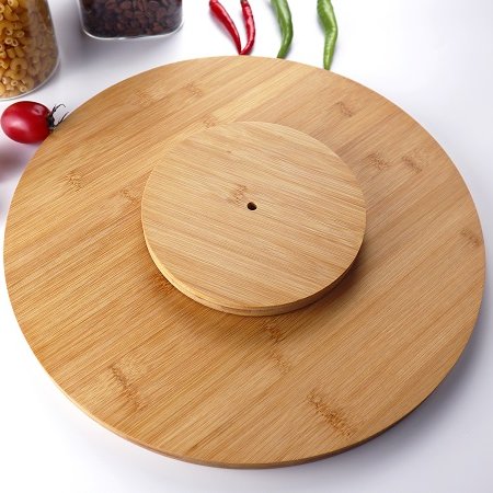 Natural Bamboo Kitchen Rotating Table Serving Plate Rotating Bamboo Lazy Susan