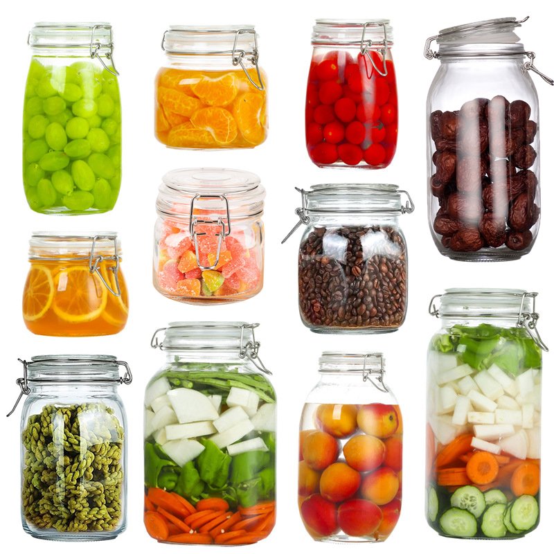 New Arrival Hot Selling Kitchen Food Storage Jars Customized Airtight Metal Lid Glass Canisters Jar