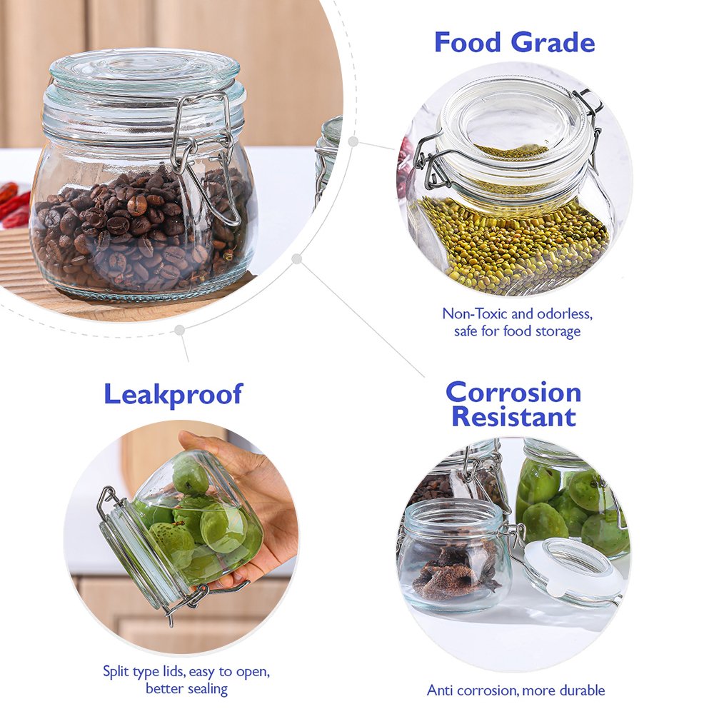 New Arrival Hot Selling Kitchen Food Storage Jars Customized Airtight Metal Lid Glass Canisters Jar