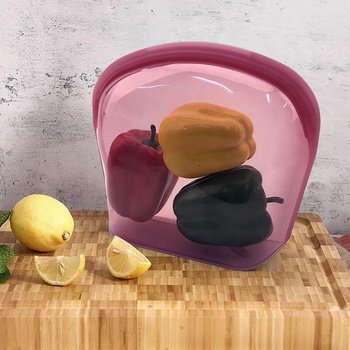 3500ML Microwave Heated Washable Silicone Food Storage Bag Collapsible Base Large Opening Zip-lock Container Travel Makeup Bag