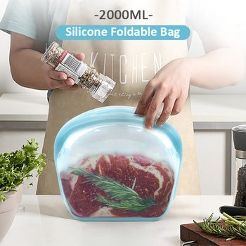 3500ML Microwave Heated Washable Silicone Food Storage Bag Collapsible Base Large Opening Zip-lock Container Travel Makeup Bag