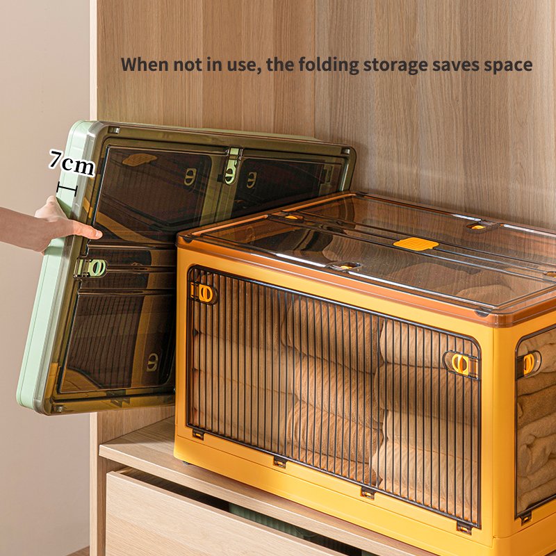 Wholesale Foldable Double door Open PP Plastic Storage Box Collapsible Storage Bins With Wheels