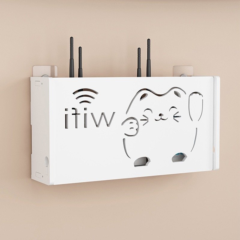 Wireless WiFi TV Set-Top Box Decorative Wall-Mounted Storage Shelf Punch-Free Plastic Cover Box