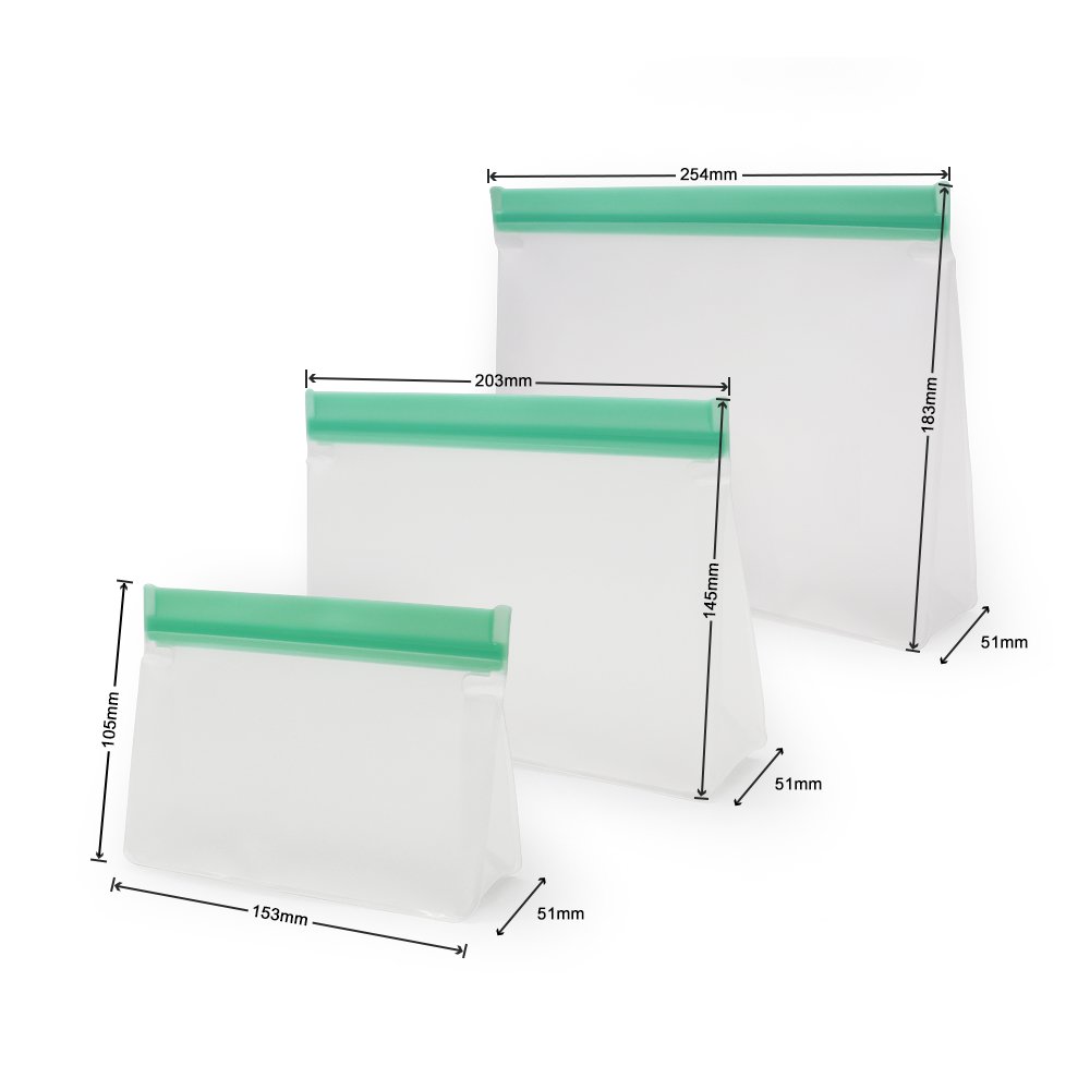 Eco-friendly Food Grade Reusable Leak Proof Freezer Snack Sandwich PEVA Food Storage Bags