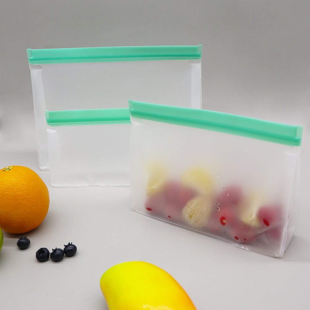 Eco-friendly Food Grade Reusable Leak Proof Freezer Snack Sandwich PEVA Food Storage Bags