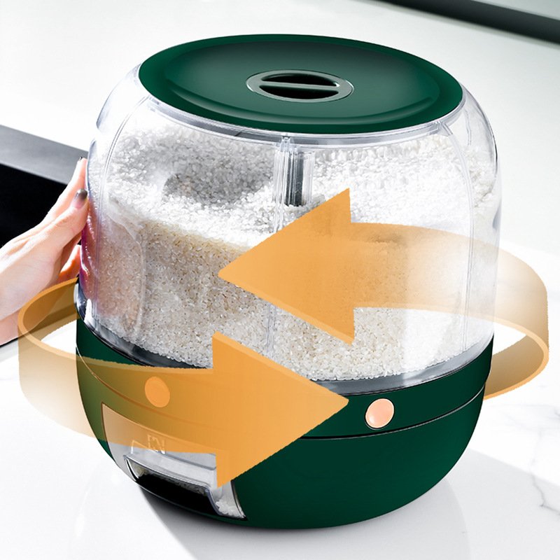 Kitchen Moisture-Proof 6 Grid Rice Container Dispenser Rotating Cereal Storage Box Food Grain Dispenser