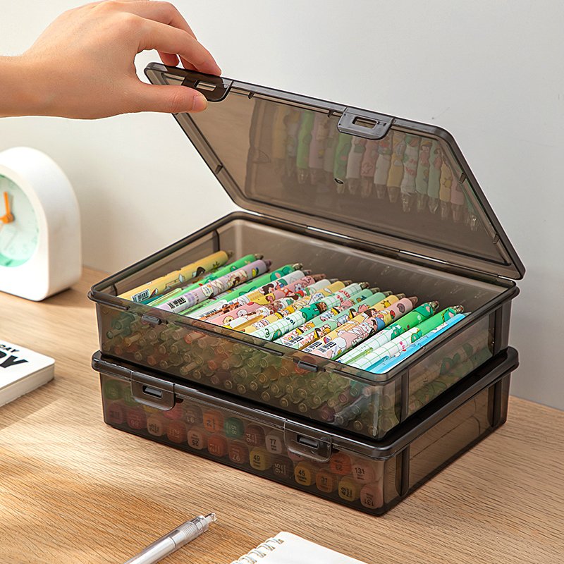 Factory Direct Stationery PP Storage Box Household Large Capacity Desktop Flip Storage Box
