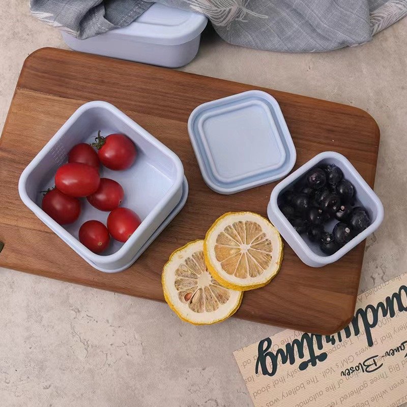 Custom New Children's Bento Silicone 100ml 300ml 700ml 1300ml square Lunch Box Food Storage Container Lid Kitchen Accessory