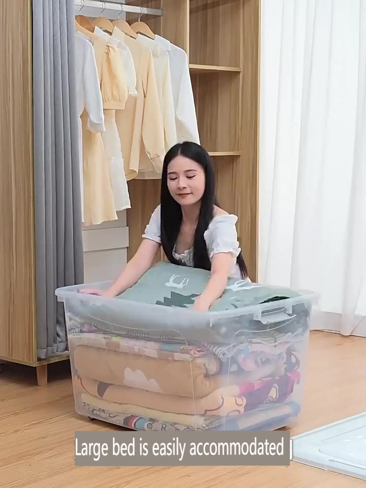 Home Transparent Storage Box Large Dormitory Plastic Storage Container for Clothes Toys Office Storage Room Bedroom