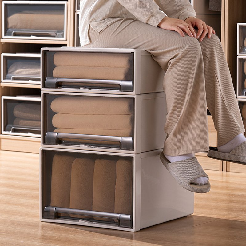 Wannuo Multisize Wardrobe Organizer Drawer Design Plastic PP Clothes Storage Boxes Stackable Closet Storage & Organization