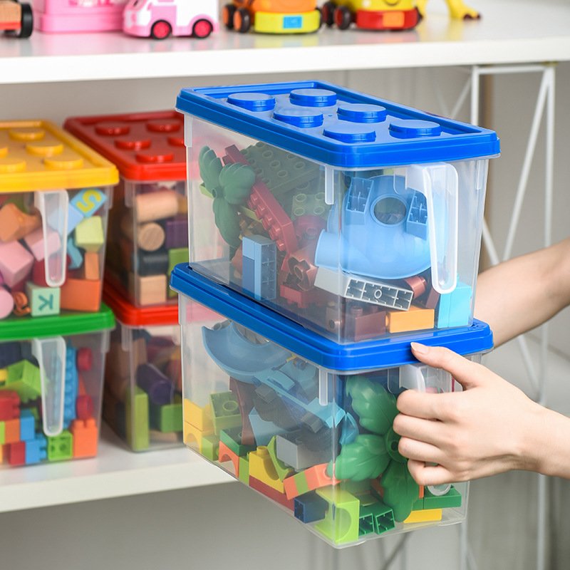 Kids Building Block Storage Box With Handle Toys Organizer Household Dust-proof Storage Box