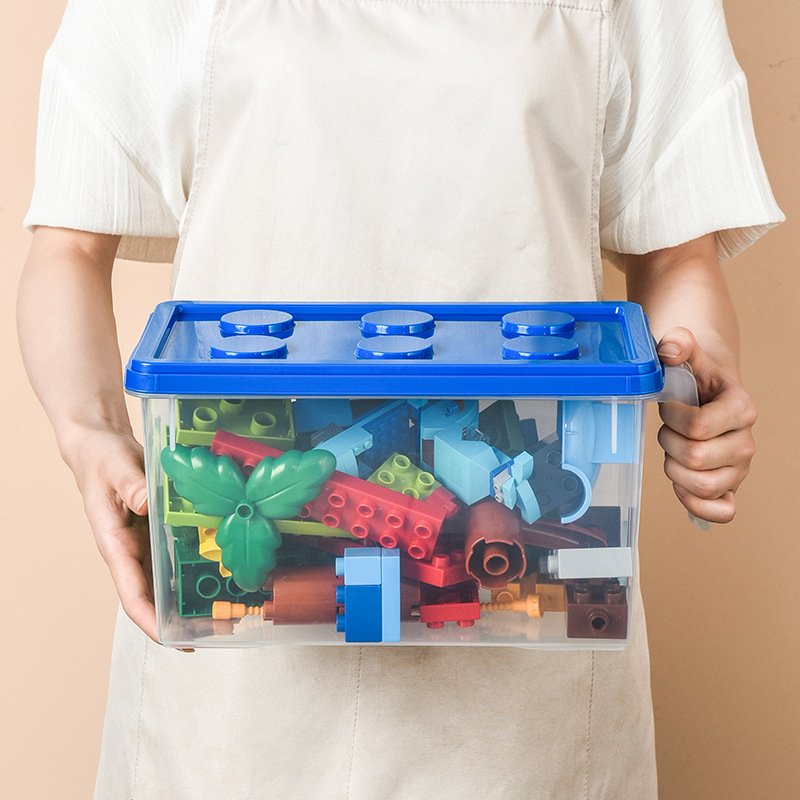 Kids Building Block Storage Box With Handle Toys Organizer Household Dust-proof Storage Box