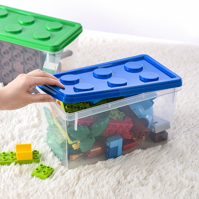 Kids Building Block Storage Box With Handle Toys Organizer Household Dust-proof Storage Box