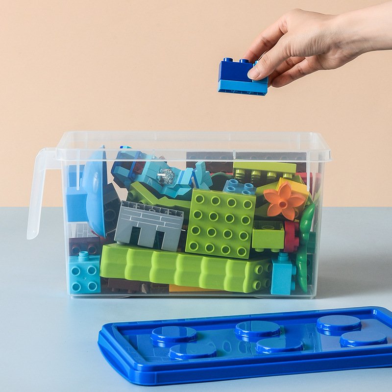 Kids Building Block Storage Box With Handle Toys Organizer Household Dust-proof Storage Box