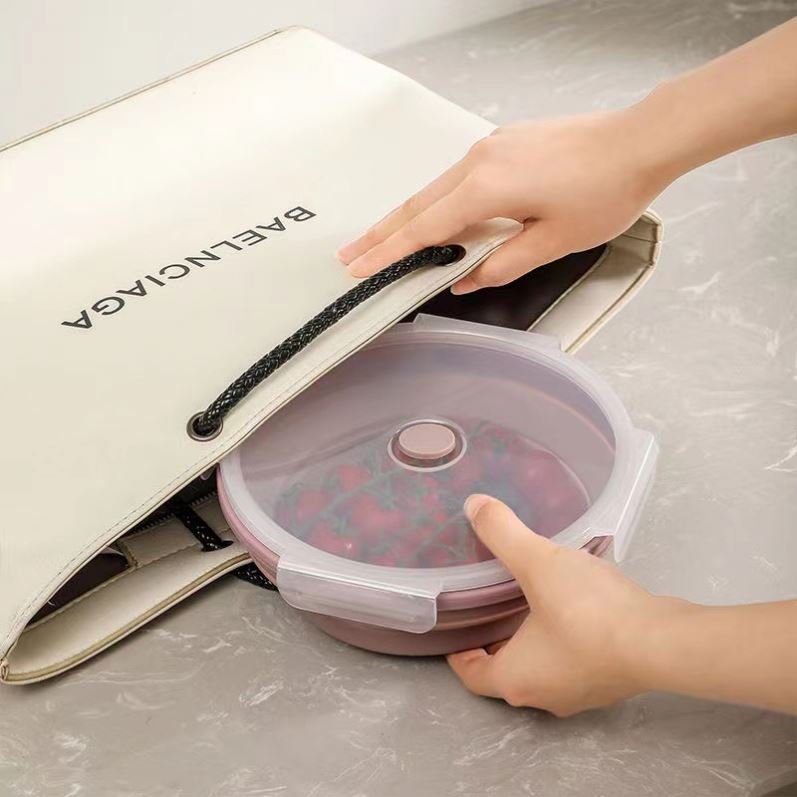 4 pcs BPA Free food grade silicone folding Microwavable food containers collapsible Lunch Box Set silicon food storage