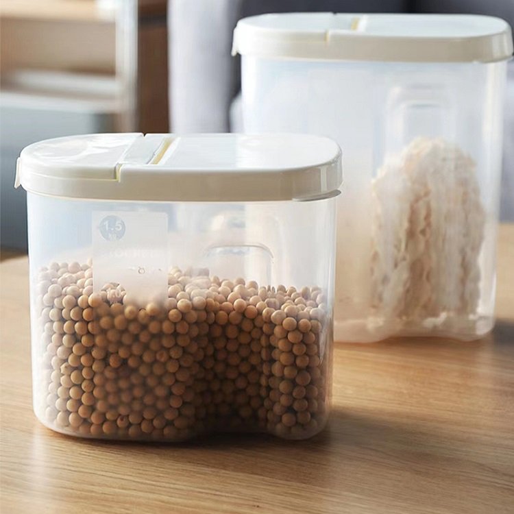 Kitchen Grain Organizer Pantry Airtight Canisters Plastic Storage Containers Set with Lid