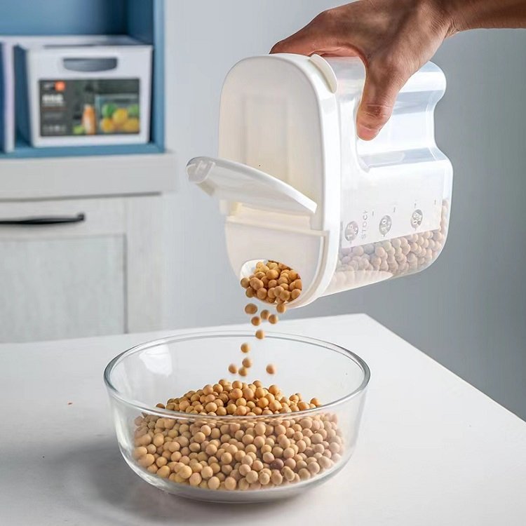 Kitchen Grain Organizer Pantry Airtight Canisters Plastic Storage Containers Set with Lid