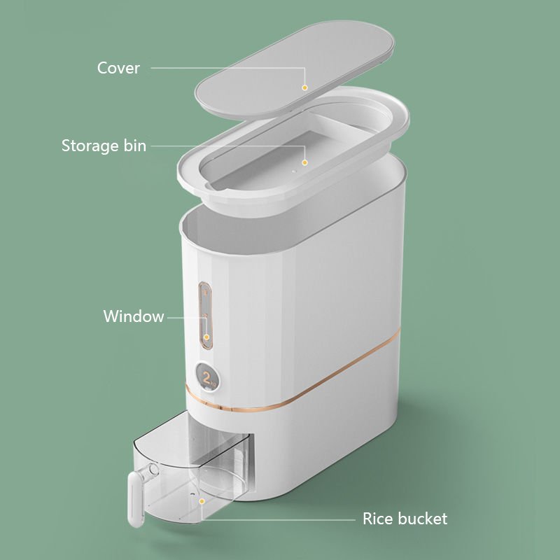 kitchen plastic automatic large capacity rice dispenser with lid grain dispenser dry food container