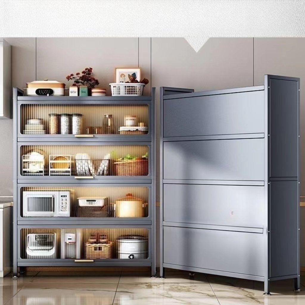Light Luxury Multilayer Storage Rack Multifunctional Kitchen Utensils Storage Cabinet Bathroom Organizer Food Storage Container