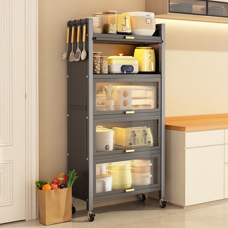 Light Luxury Multilayer Storage Rack Multifunctional Kitchen Utensils Storage Cabinet Bathroom Organizer Food Storage Container