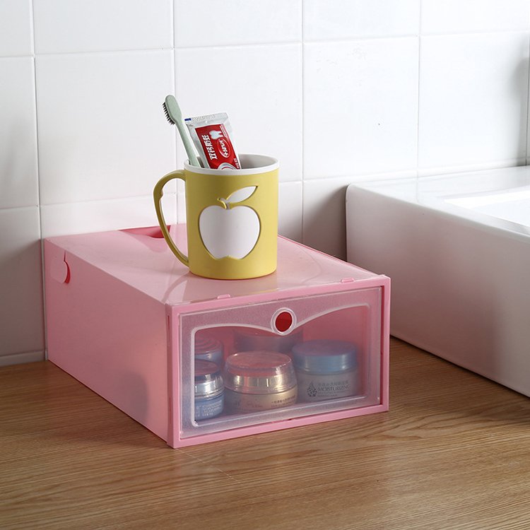 K&B sturdy plastic clear door shoe storage boxes clear stackable plastic dust and moisture proof
