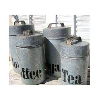 Factory Price Galvanized Zinc Set of Three Metal Kitchen Canister Bread Box Bin Metal Tea Sugar Coffee Canister Set Food Storage