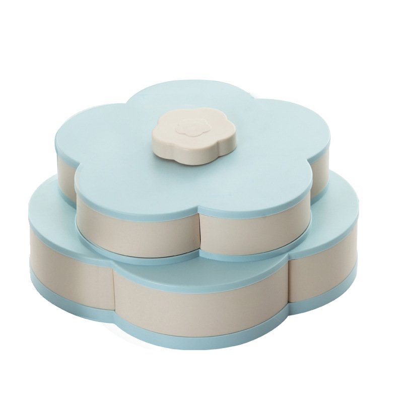 Best Selling New Collection Double Layer Abs Plastic Candy Box Rotating Nut Plate, Eco-Friendly Fruit Snack Food Storage Box