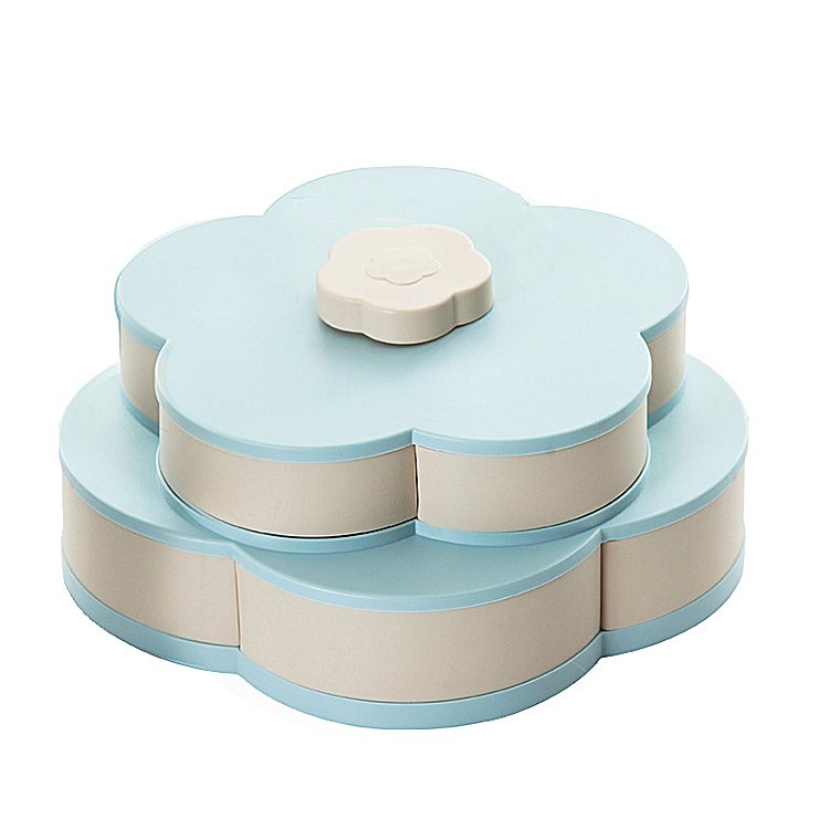 Best Selling New Collection Double Layer Abs Plastic Candy Box Rotating Nut Plate, Eco-Friendly Fruit Snack Food Storage Box