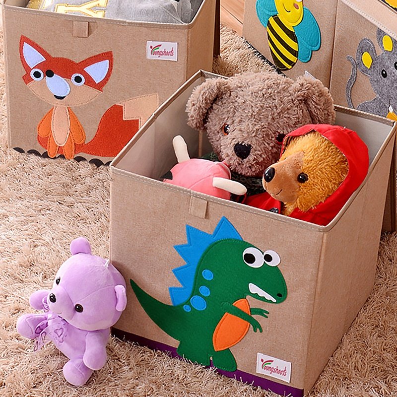 Cute Animal Embroidery Design Food Storage Box Sewn Fabric Organizer Of Portable Folding Toys