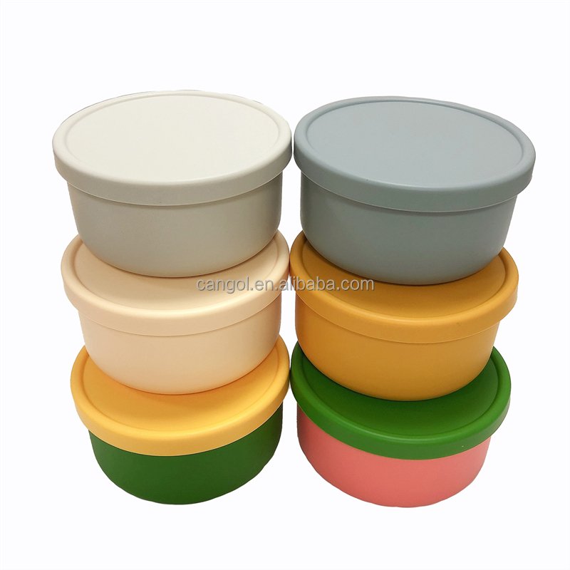 Wholesale High Quality BPA Free Food Grade Silicone Food Storage Container Silicone Bento Lunch Round Box with Scale