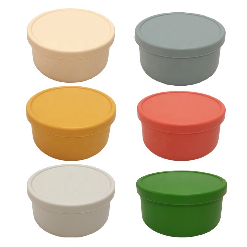 Wholesale High Quality BPA Free Food Grade Silicone Food Storage Container Silicone Bento Lunch Round Box with Scale