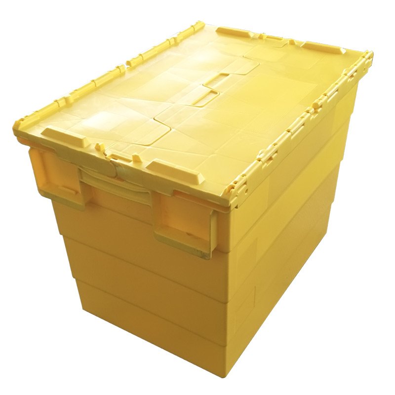 High Quality Stackable Tote File Storage Box Attached Lid Container Plastic Moving Storage Box
