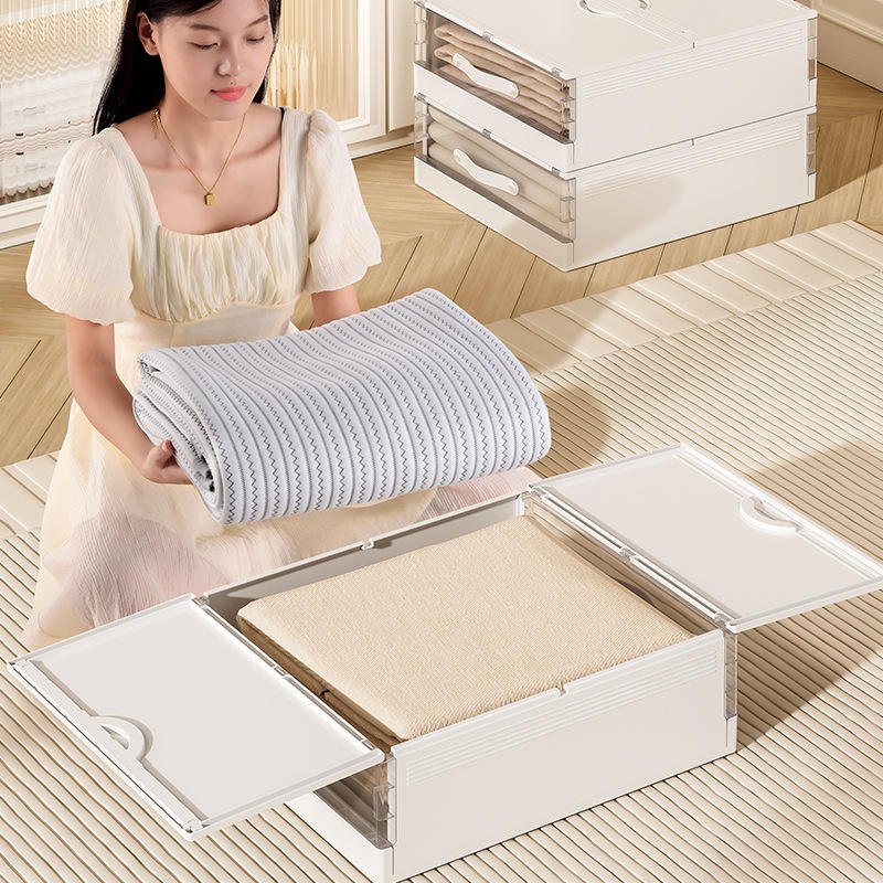 Foldable Storage Trunk Open Storage Box Transparent Storage Box Home Wardrobe Clothes Organizer Large Capacity Clear Plastic