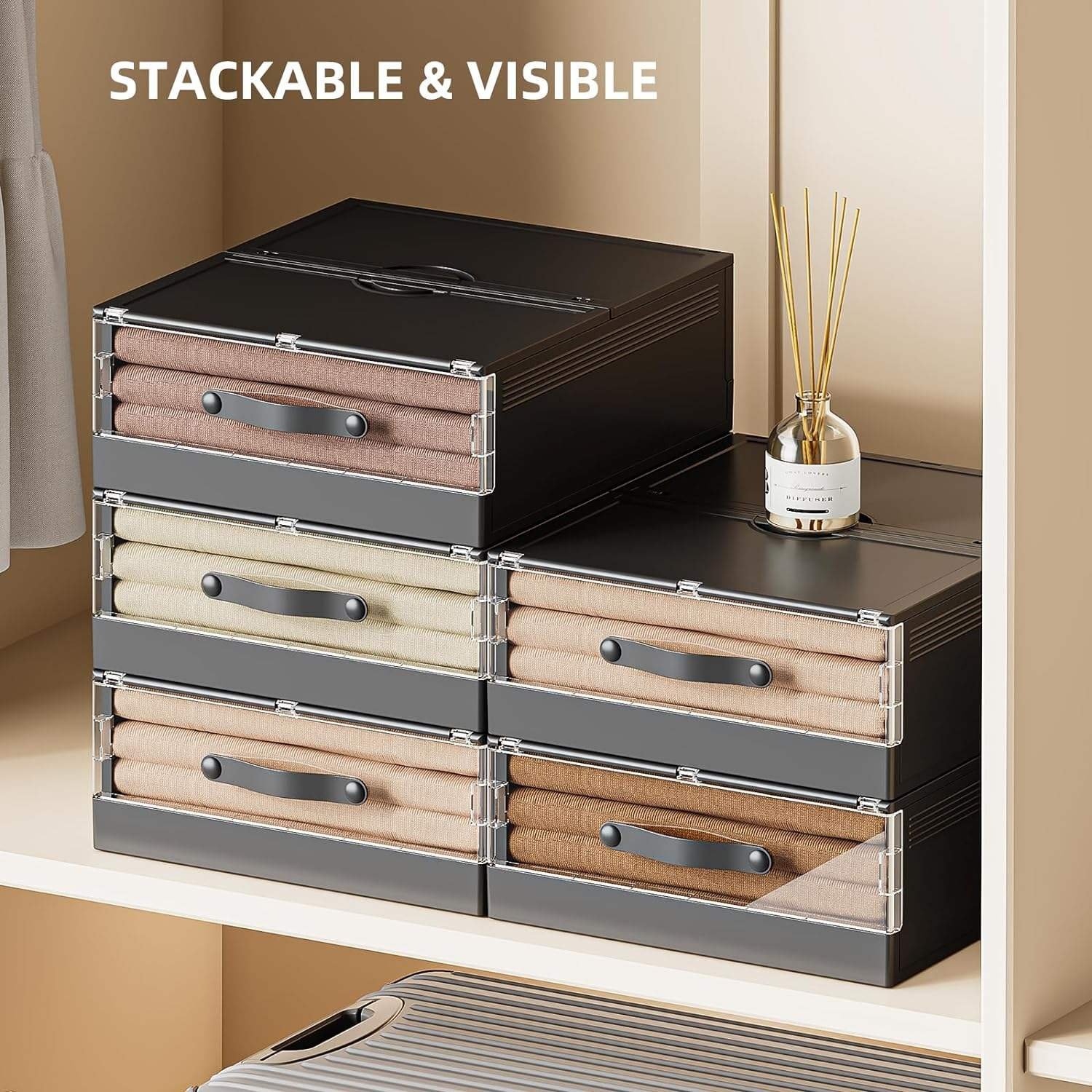 Foldable Storage Trunk Open Storage Box Transparent Storage Box Home Wardrobe Clothes Organizer Large Capacity Clear Plastic