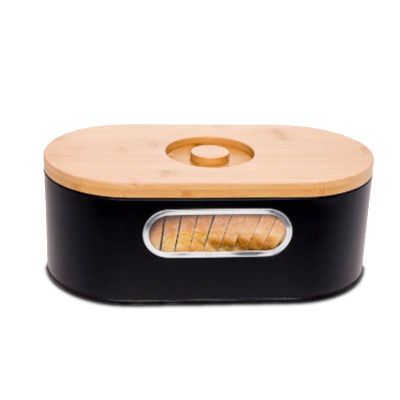 Custom Logo Bread Storage Bin Wooden Lid Cutting Board Kitchen Home Kitchen Counter Container Food Bread Bin Bamboo Bread Box