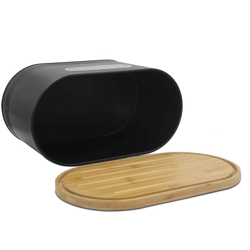 Custom Logo Bread Storage Bin Wooden Lid Cutting Board Kitchen Home Kitchen Counter Container Food Bread Bin Bamboo Bread Box