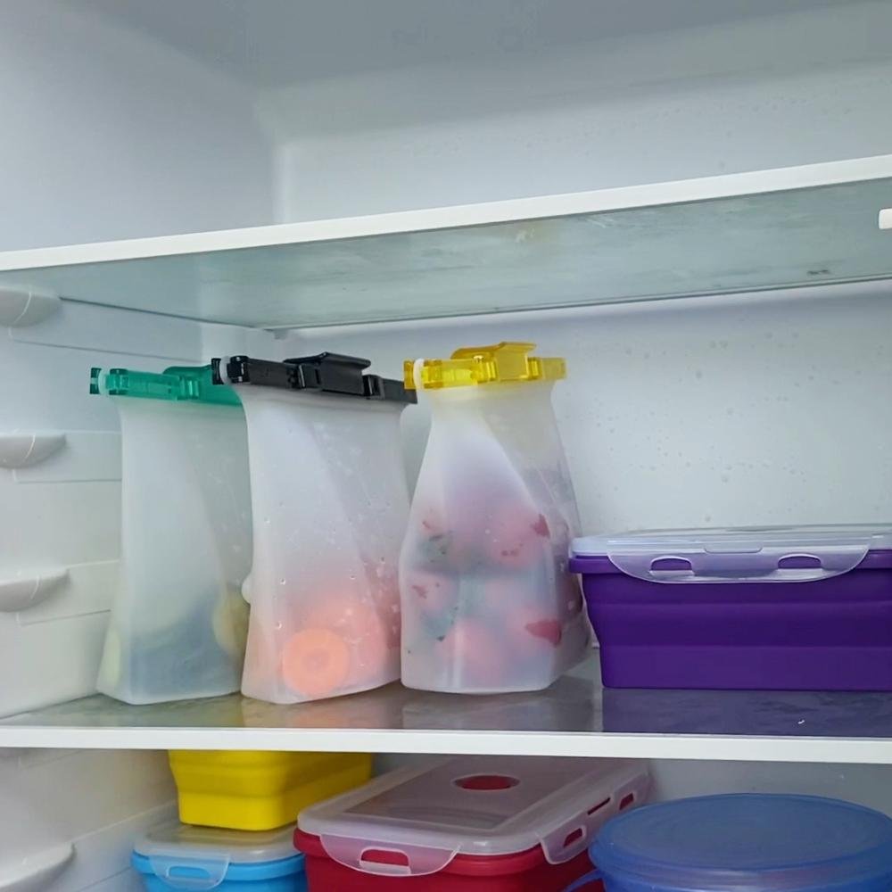 Storage Bags Customize Silicone Paper Box Square Modern Flexible Silicone Kitchen Household Cereals Storage Bag Food Storaging