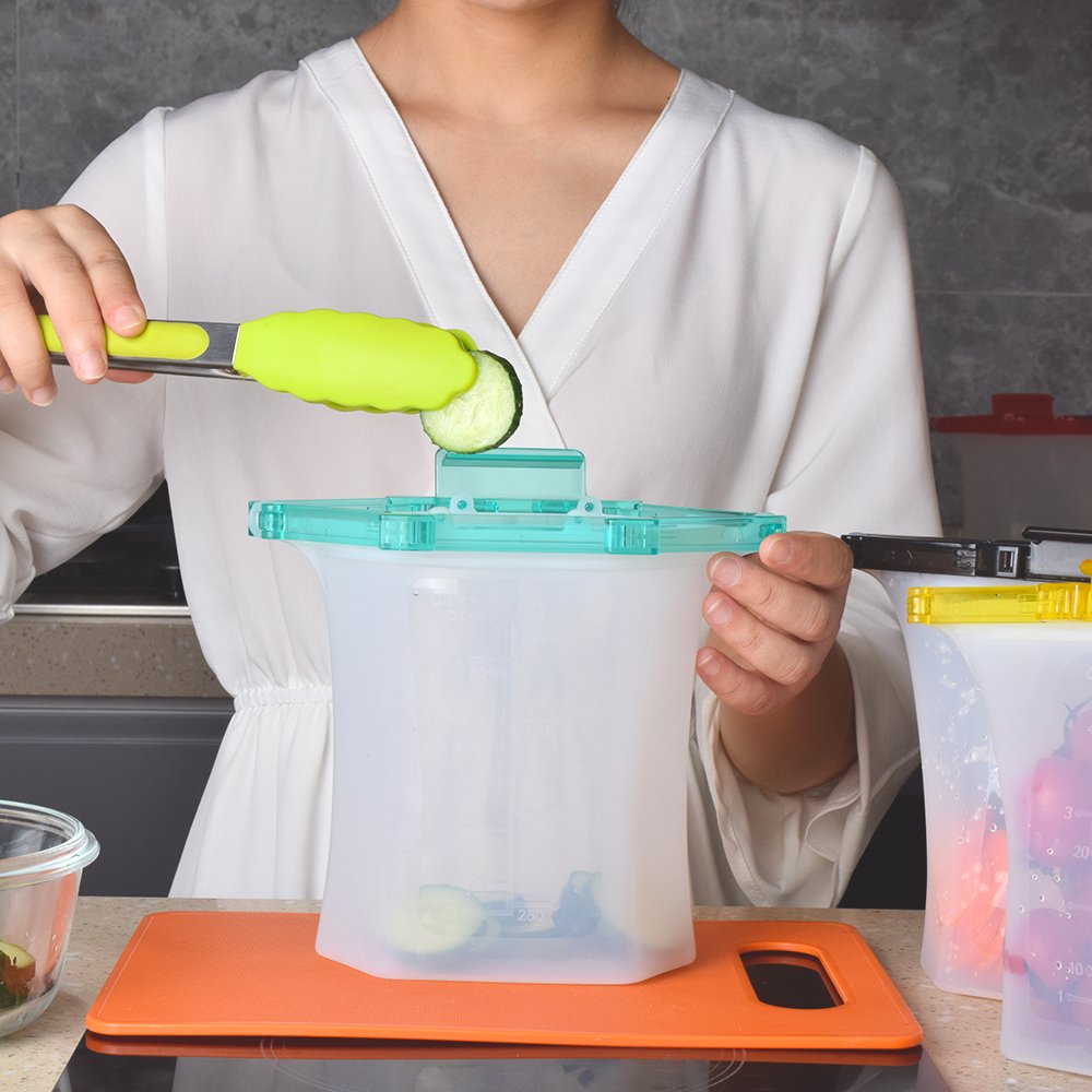 Storage Bags Customize Silicone Paper Box Square Modern Flexible Silicone Kitchen Household Cereals Storage Bag Food Storaging