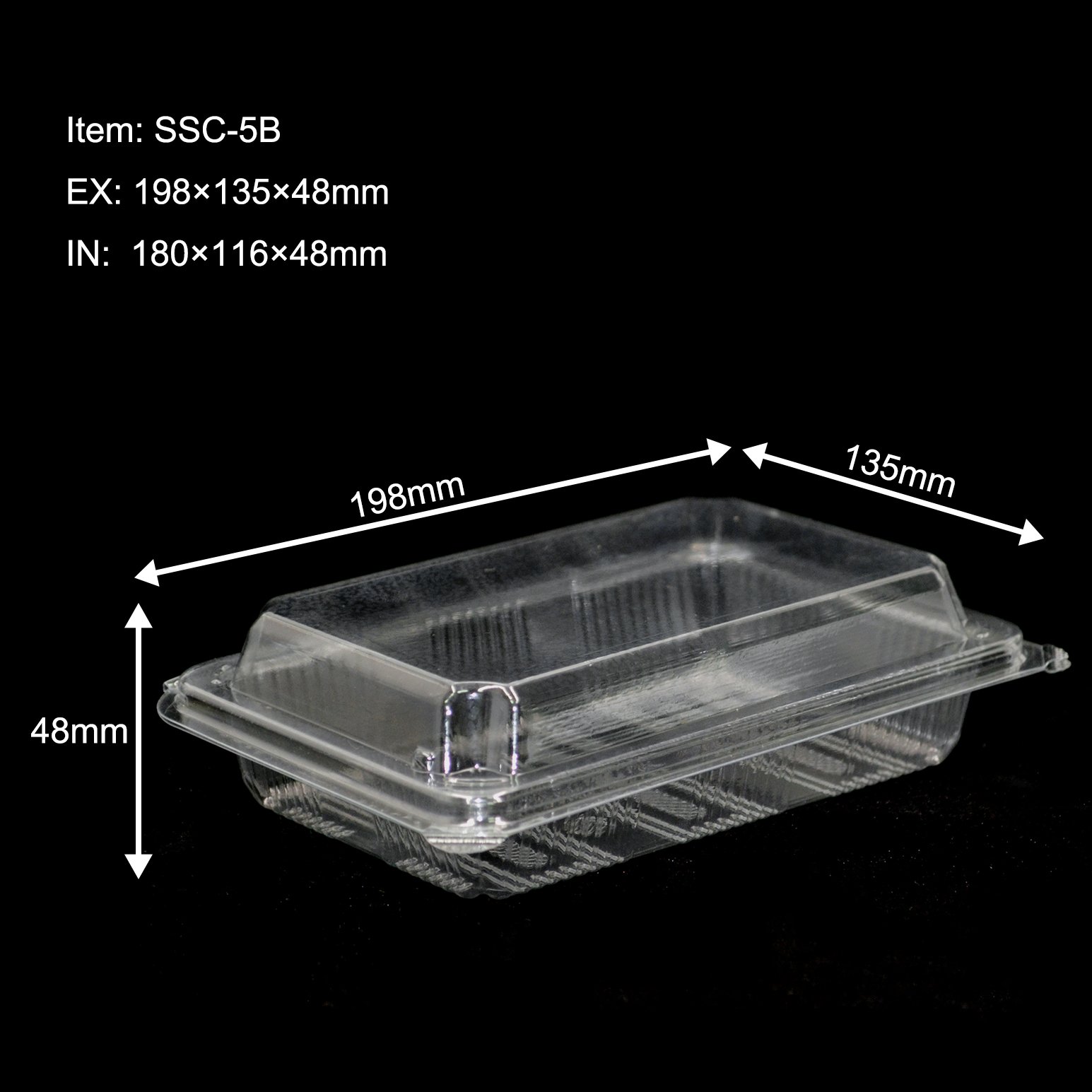 PET disposable Clear rectangle clamshell plastic fruit storage box