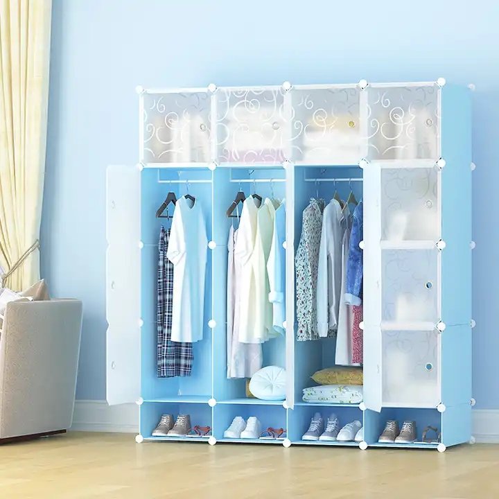 Pink Plastic Wardrobe Storage Box Cube Wardrobe Kids Assemble Plastic Portable Wardrobe Closet Organizer