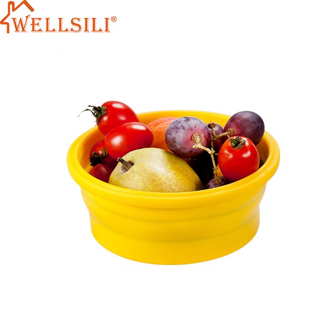 1200ML100% Food Grade Silicone Food storage Box Microwavable Foldable Round Bowl Collapsible Silicone Bento Lunch box for kids