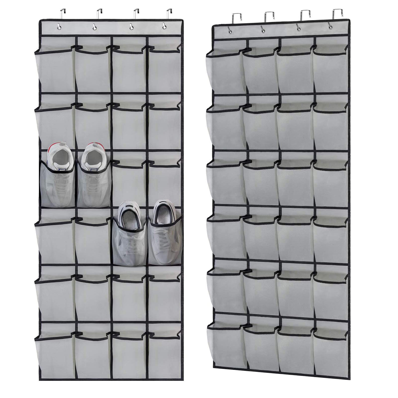 24 Mesh Large Pockets Hanging on Wall Shoe Storage Bag Organizer over Door Rack for Men Women Kids Shoes Storage Bin Organizer