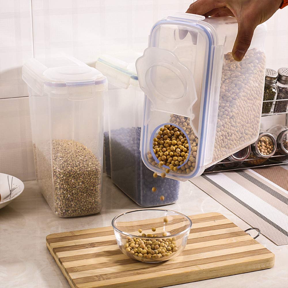 Set of 4 4L Airtight food Cereal Container storage with Easy Pouring Lid