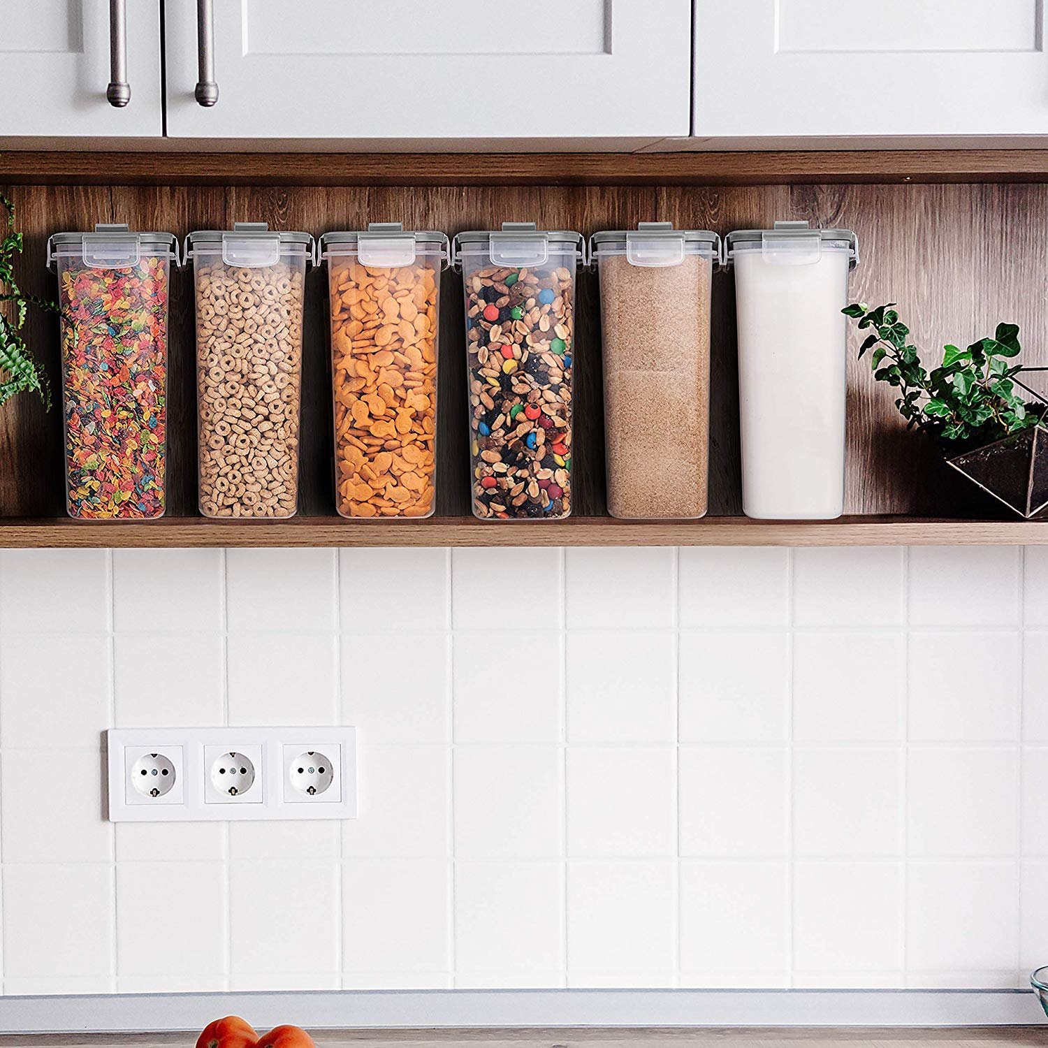 Set of 4 4L Airtight food Cereal Container storage with Easy Pouring Lid