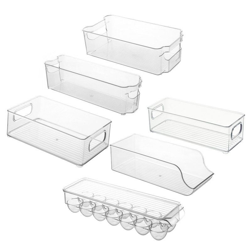 Transparent Drink Bottle Fridge Organizer Clear Beverage Bottle Container Bins Plastic Soda Cans Kitchen Storage Box