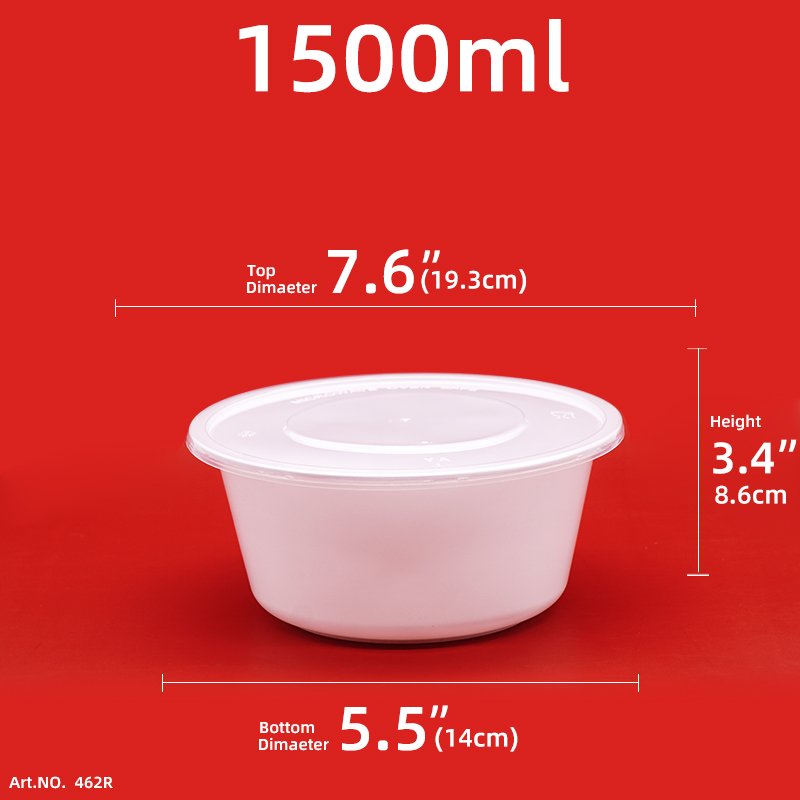 Black/white circular reusable pre meal food storage container bowl