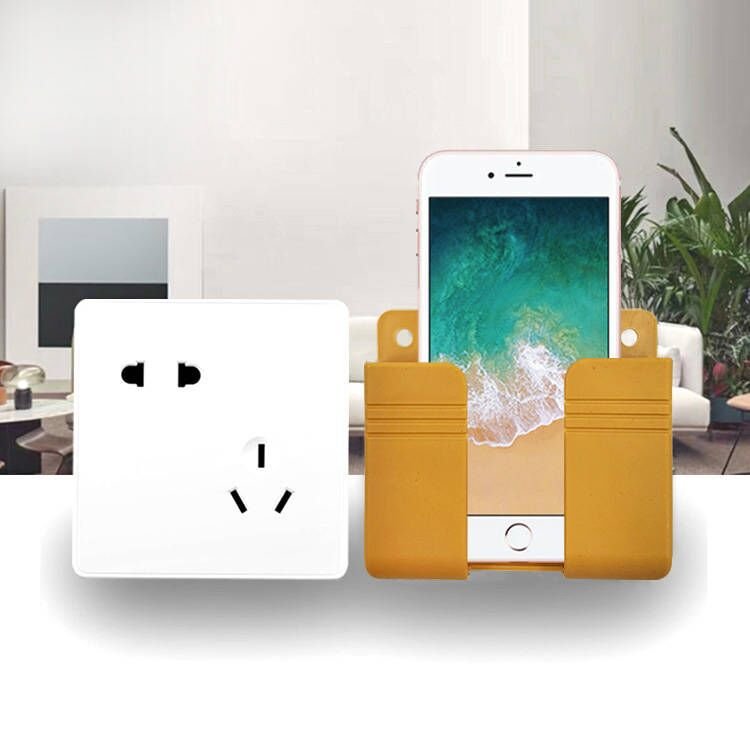 Metal Mobile Phone Charging Storage Bracket Non-Punching Adhesive TV Air Conditioning Wall-Mounted Remote Control Storage Box